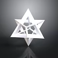 White 3D Geometric Star Structure With Interconnected Triangles On Dark Background