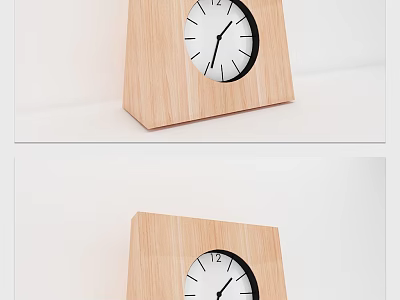 Wooden Tabletop Clock With White Dial And Black Hands For Home Decor 3d model