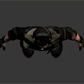 3D Character In Tactical Outfit With Black Orange Top Camouflage Pants And Boots