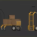 Two Yellow Industrial Transport Hand Trucks With Wheels Handles And Loading Design