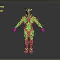 Mythical Creature Inspired Character With Teal Gold Scaled Armor And Spiked Design