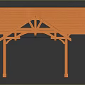Outdoor Architectural Structure Featuring Multiple Orange Tiled Roofs Wooden Frame And Supporting Pillars