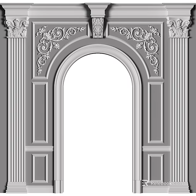 Roman Columns With Ornate Arch And Intricate Carvings In Classic Design 3d model 