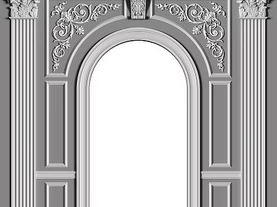 Roman Columns With Ornate Arch And Intricate Carvings In Classic Design 3d model