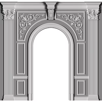 Roman Columns With Ornate Arch And Intricate Carvings In Classic Design 3d model