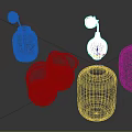 Ceramic Household Items Including White Gray Red Vases And Light Brown Bowls With Red Flowers