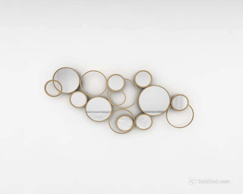 Multiple Circular Mirrors In Various Sizes Arranged On White Background For Home Decor 3d model