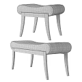 Modern Upholstered Bench With Wooden Legs And Light Gray Fabric Seat For Home