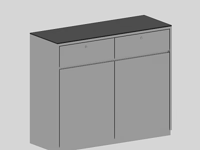 Simple Bar Counter Design With Two Drawers And Cabinet Doors And Smooth Black Countertop 3d model
