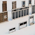 Various Vintage Architectural Elements With Old Doors Windows Grilles And Frames 3d model
