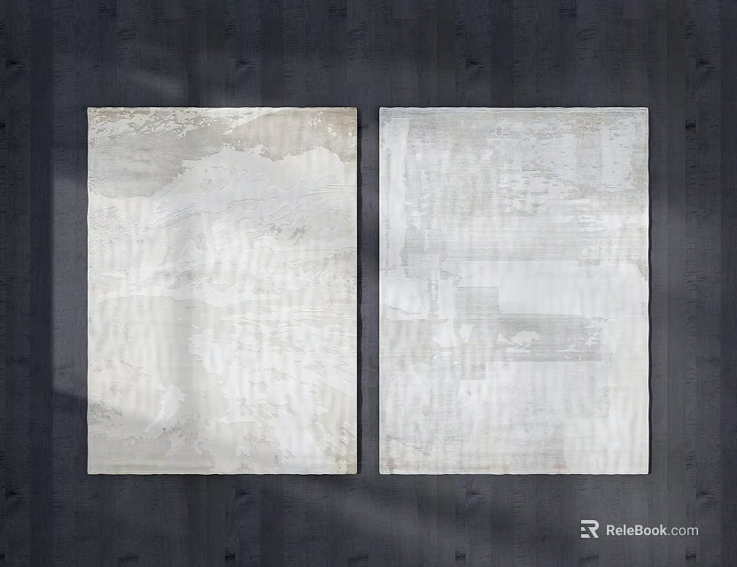 Light Colored Square Rugs Featuring Abstract Textured Patterns On Dark Background 3d model