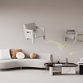 Modern multi-person sofa coffee table leisure sofa chair combination 3d model