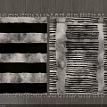 Stylish Square Area Rugs with Striped Patterns in Black and White on Wooden Floor