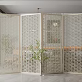 Modern White Room Divider With Scallop Laser Cut Design For Home Interior Decor