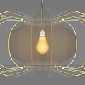 Modern Pendant Light With Circular Wire Frame Structure And Glowing Bulb Design 3d model