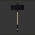 Black And Yellow Geometric Head Hammer With Wooden Handle And Spiked Top