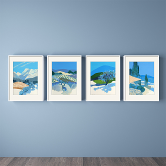 Modern Landscape Painting Simple Blue Living Room Landscape Natural Light Decorative Painting 3d model