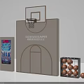 Basketball Themed Photo Spot Featuring Hoop Court Lines Display Board and Basketballs