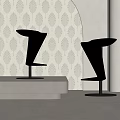 Stylish Modern Transparent Bar Stools With Metal Base And Patterned Wallpaper 3d model