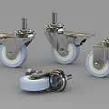 Heavy Duty Silver Metal Swivel Casters With White Wheels And Brake Mechanism