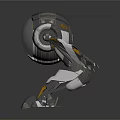 Futuristic Mechanical Creature With Circular Transparent Shell And Red Glowing Core
