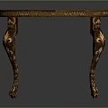 Classical Wooden Round Table with Intricate Carved Legs and Decorative Floral Patterns on Top