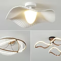 Modern Stylish Ceiling Lights With Wave Shaped And Circular Gold White Designs 3d model