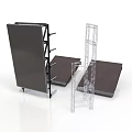 Display Structure Components With Metal Frames Wooden Panels And Transparent Brackets