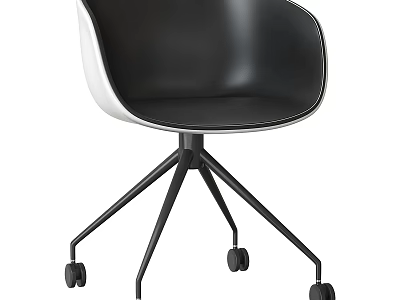 Modern Black And White Dining Chair With Tripod Base And Wheels Design 3d model