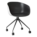 Modern Black And White Dining Chair With Tripod Base And Wheels Design