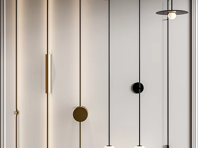 Modern Wall Lamps With Black And Gold Circular Design For Interior Decoration 3d model
