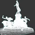Urban Architectural Landscape With White Sculpture Featuring Female Figure Lions And Base