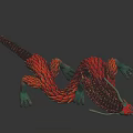 Colorful Dragon Sculpture with Dynamic Flying Pose and Vibrant Red Green Details