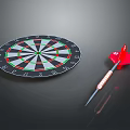 Circular Dartboard And Red Dart With Colorful Sections For Sports Equipment