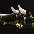 Double Barrel Weapon With Horn Decorations And Gold Floral Patterns Design