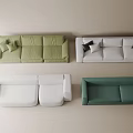Modern Sofa Set in Green and White With Pillows And Sectional Design Features 3d model