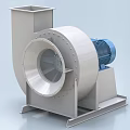 Industrial Centrifugal Fan Equipment With Blue Electric Motor And Metal Base
