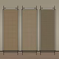 Modern Three Panel Room Dividers With Woven Textured Panels And Black Frames