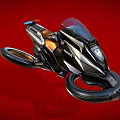 Futuristic Hover Bike with Sleek Black Silver Design Gold Seat and Floating Wheels