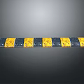 Black And Yellow Speed Bump With Reflective Strips For Road Safety