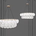 Elegant Modern Crystal Chandeliers With Gold Base And Layered Circular Design 3d model