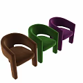 Modern Brown Velvet Single Chair With Curved Armrest And Comfortable Design