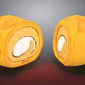 Delicious Yellow Roll Cake Sliced With White Cream Filling And Layers
