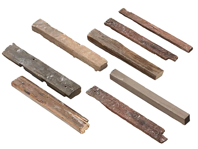 Various Stone and Wood Strips with Natural Textures for Construction Projects 3d model