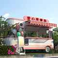 Pink And White Breakfast Cart Featuring Balloons Flowers Green Plants And Heartwarming Mobile Food Service