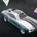 Sleek Silver Gray Sports Car With Neon Triangle Lighting In Modern