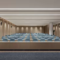 Modern Conference Room Interior With Seating Podium Ceiling Lighting And Decorative Plant