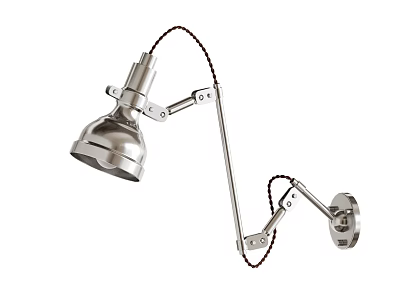 Modern Adjustable Metal Wall Lamp With Swing Arm And Conical Shade 3d model