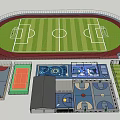 3D Model Design of Multi Sports Facilities Including Track Field Football Court and Basketball Court
