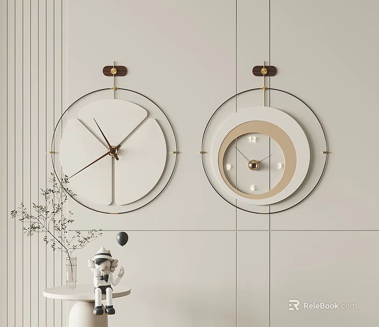 Modern Minimalist Wall Clocks With Round Metal Frames For Home Living Room Decor 3d model 